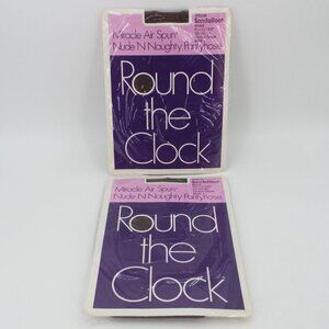 Vintage Round the Clock Miracle Air Spun Perfect Taupe Sandalfoot Pantyhose NOS